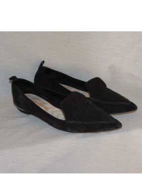 Nicholas Kirkwood Beya Flats sz 38 Black Suede Leather Pointed Loafers Italy
